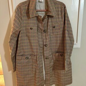 Classic Tan Checkered Trench Jacket